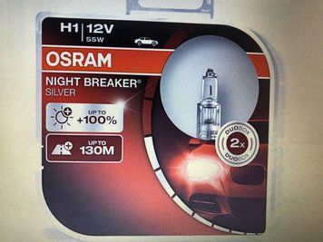 Автомобильная галогенная лампа Osram NIGHT BREAKER silver H1 12V 55 W+100% (производство Osram, Германия) H1+100% фото