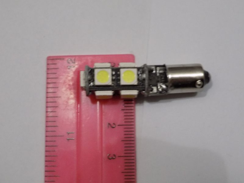 Автомобильная светодиодная лампа для освещения габаритов BA9S-9SMD-5050-CANBUS-12V (пр-во Китай) 00168 фото