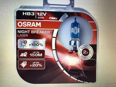 Автомобільна галогенова лампа OSRAM NIGHT BREAKER UNLIMITED 64150NBU (виробництво OSRAM, Німеччина) НВ3+150% фото