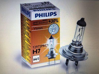 Автомобільна галогенна лампа Philips H7 12 V 55 W+30% (виробництво Philips, Польща) H7-55w+30% фото